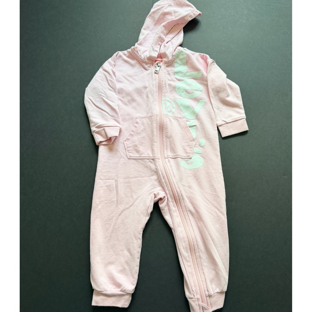 Levi's‎ 18 Month Infant Baby Pink One Piece Hooded Coverall Girls